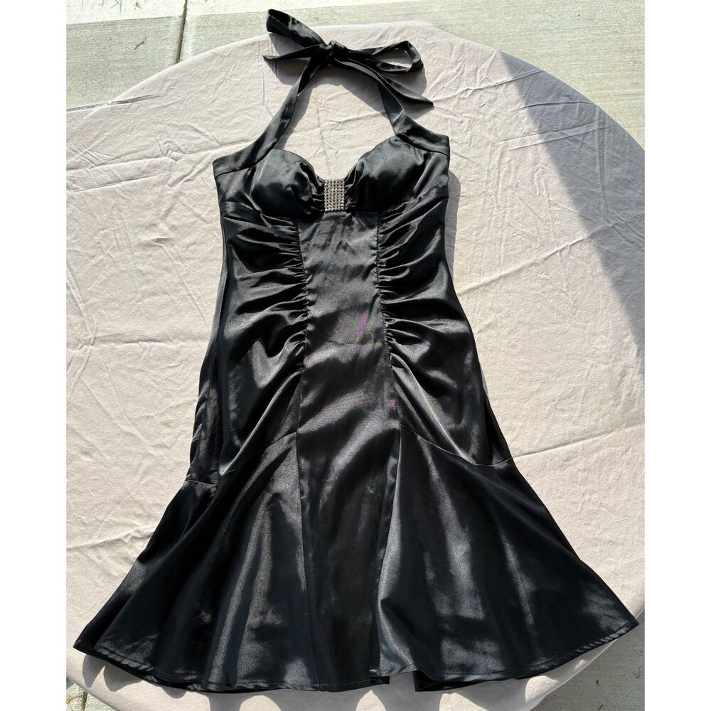 Morgan & Co Y2K Black Halter Dress Size 5/6
